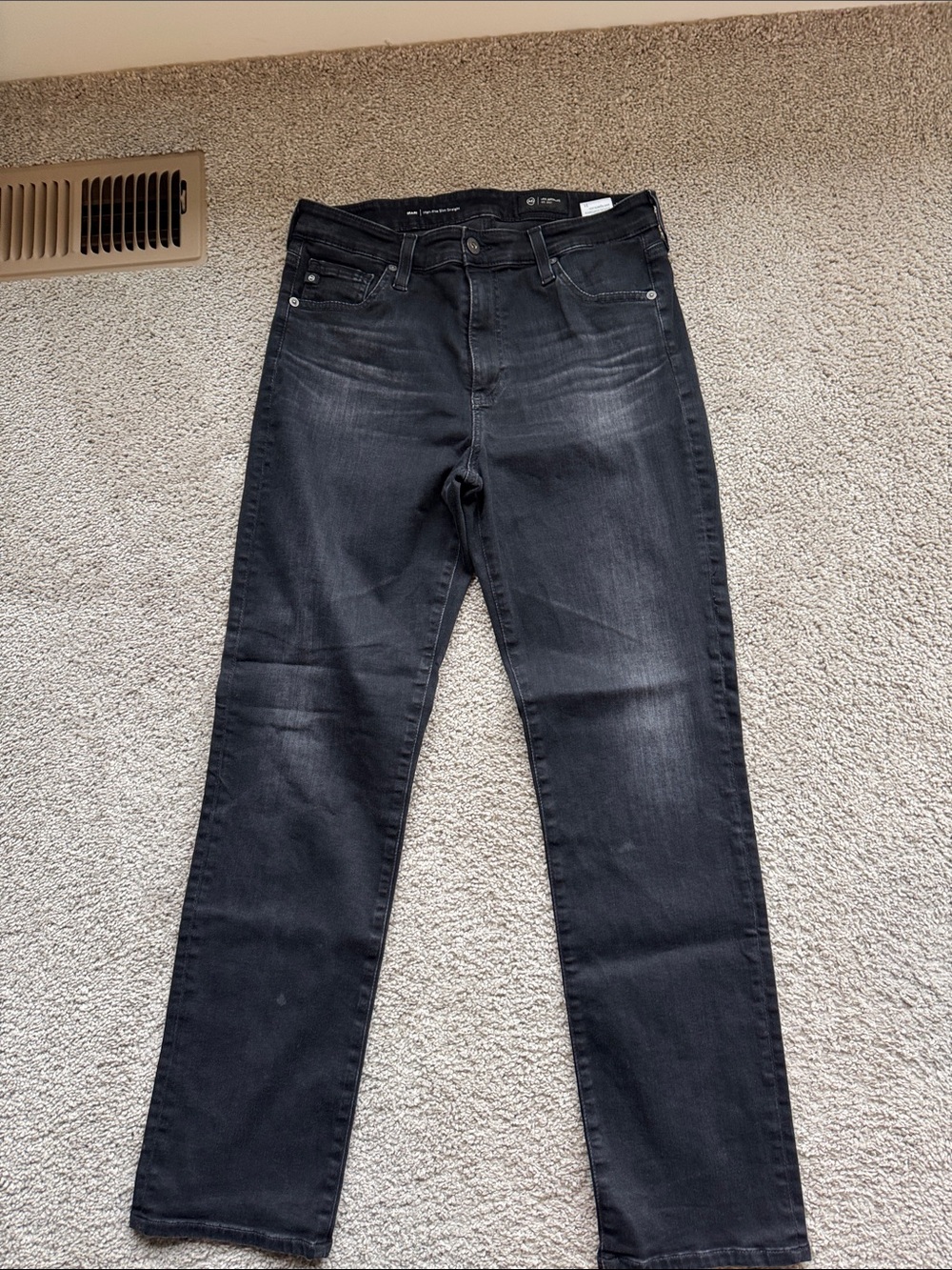 Ag Adriano Goldschmied Women’s Washed Black Slim Straight Jeans